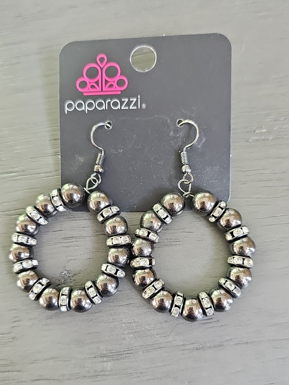 Paparazzi Gunmetal Sparkle Hoop Earrings